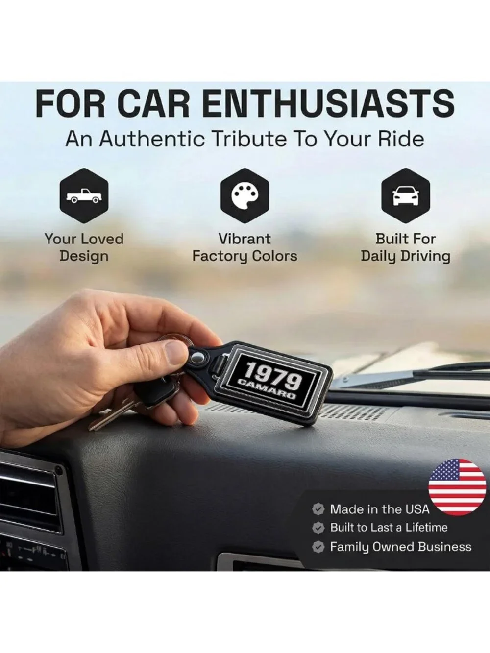 Classic Camaro Keychain - Brotherhood Car Key Chain for Classic Models, Auto